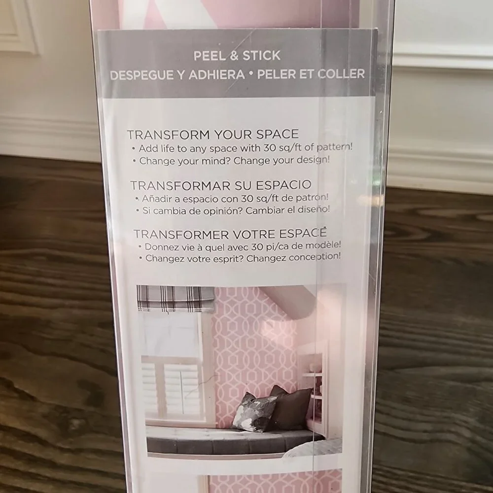NIB Wall Pops Grand Trellis Peel & Stick Wallpaper | Blush Pink | 3.4ft x 8ft